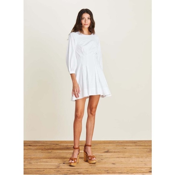 VERONICA BEARD Torres Dress White Round Neck Long Sleeve Stretch Poplin 10 NEW - Picture 15 of 16